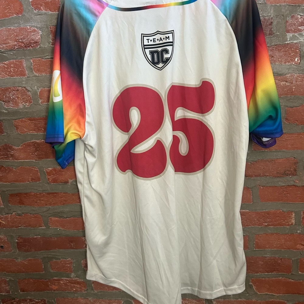 Nationals Cream Baseball Jersey with Rainbow Accents - Picture 3 of 3